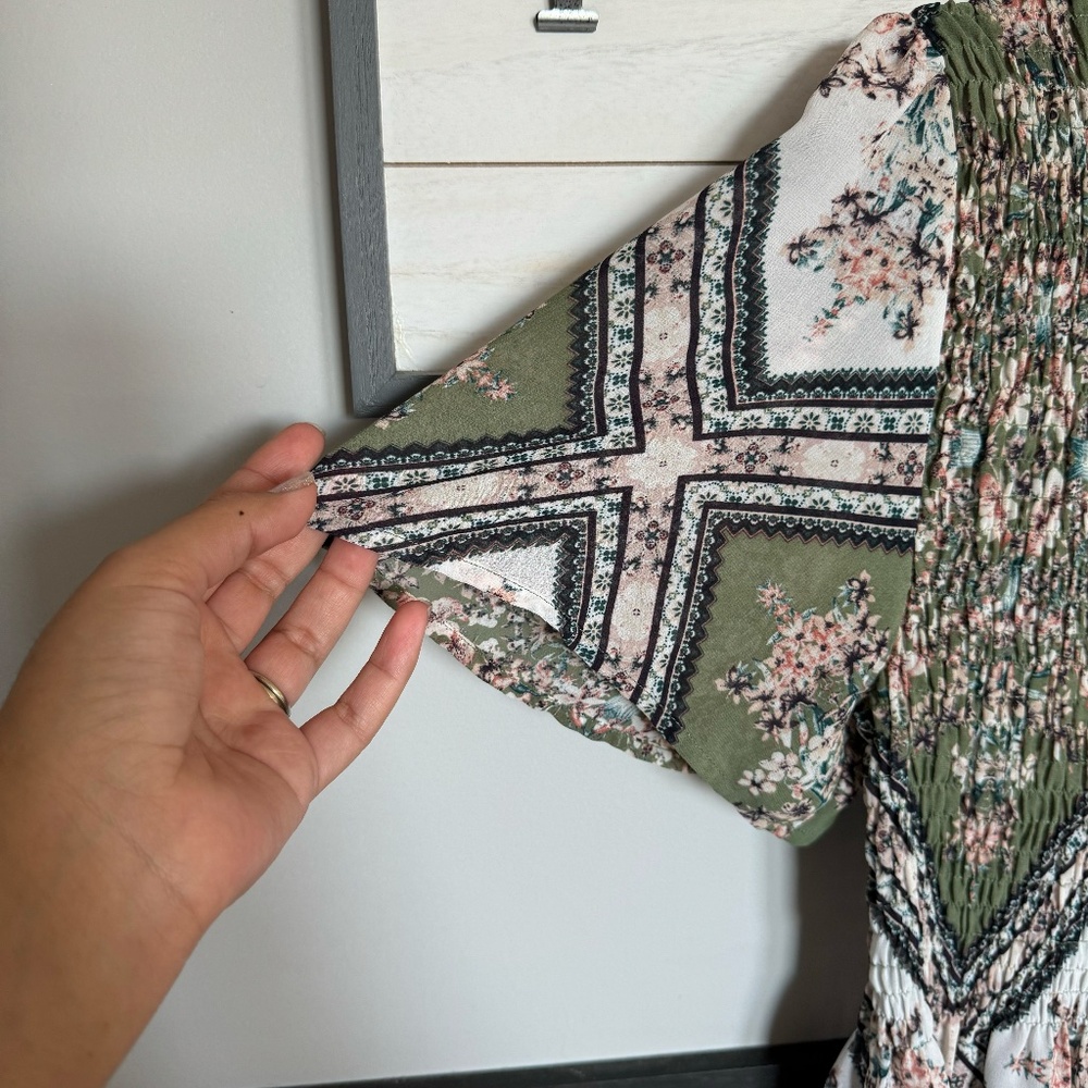 SWEET RAIN woman’s floral blouse cap short sleeve pelpum size large - Picture 10 of 12